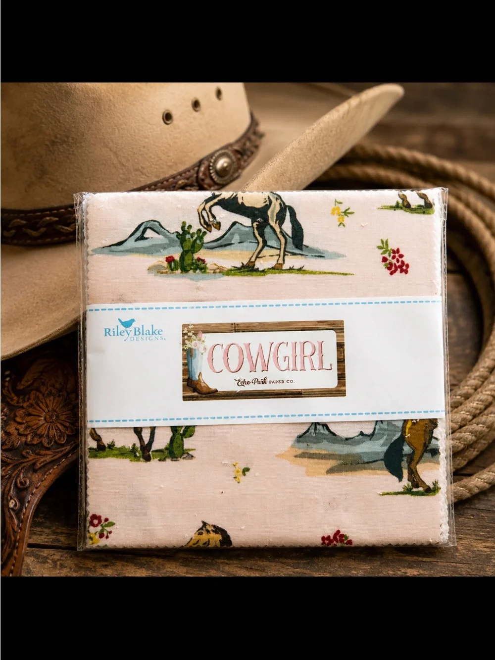 Cowgirl by Riley Blake 5” Charm Pack. Cotton Fabric New